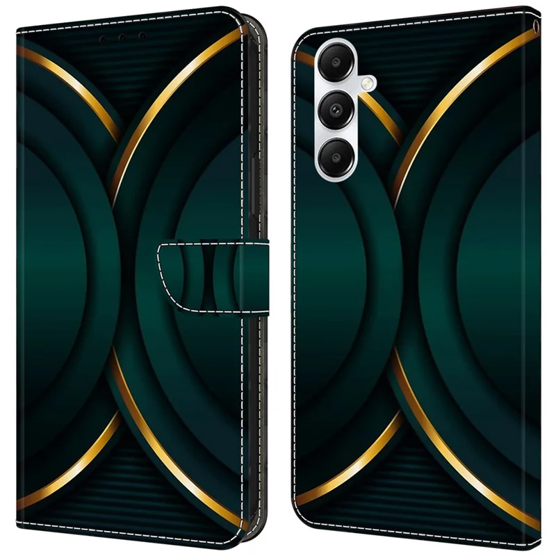 For Samsung Galaxy A35 5G Magnetic Case 3D Pattern Printing Leather Phone Protector - Gold Contour