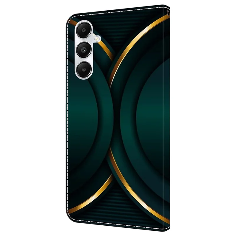 For Samsung Galaxy A35 5G Magnetic Case 3D Pattern Printing Leather Phone Protector - Gold Contour