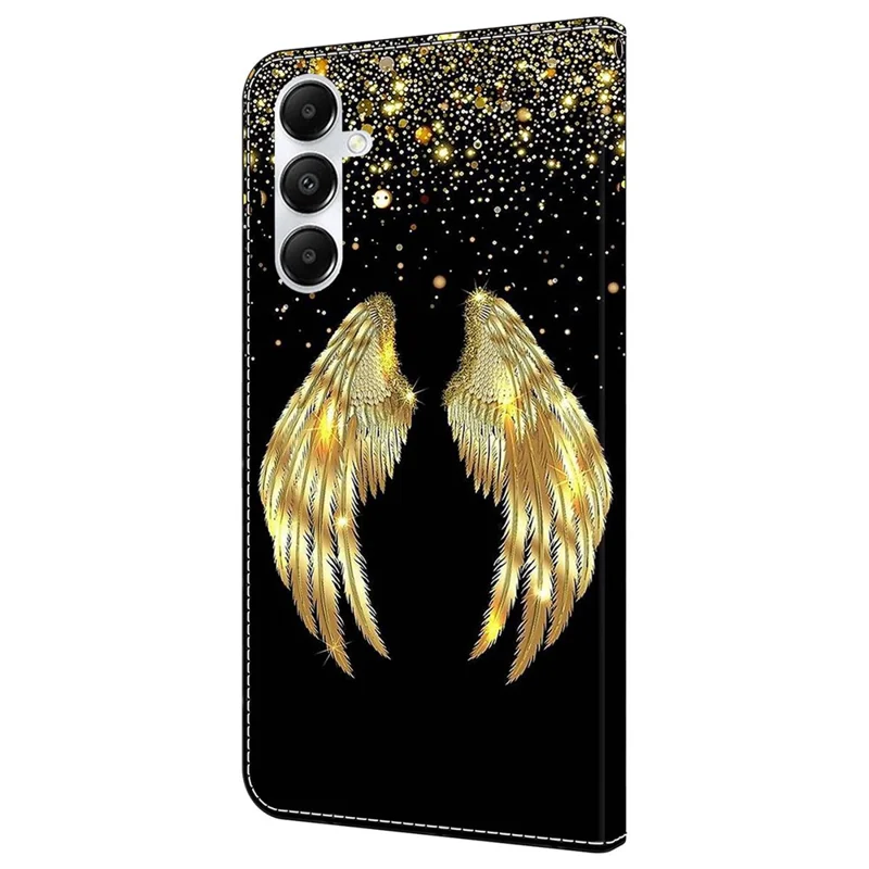 For Samsung Galaxy A55 5G Magnetic Case 3D Pattern Printing Card Holder Phone Cover - Gold Wing