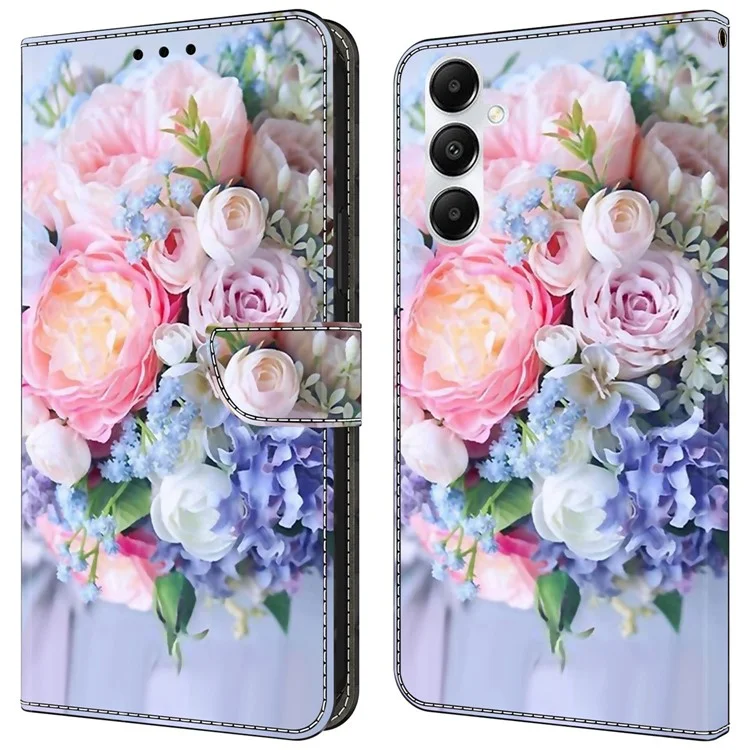 Funda para teléfono móvil Samsung Galaxy A55 5G, con diseño 3D impreso y cubierta de piel con soporte - Flor colorida