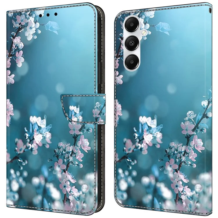 Чехол-книжка для Samsung Galaxy A25 5G (Global) (161,0 x 76,5 x 8,3 мм) с 3D-принтом, защитой от падения - сливовые цветы