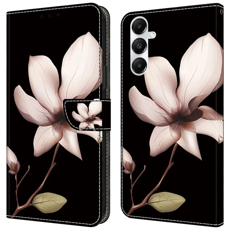 For Samsung Galaxy A25 5G (Global) (161.0 x 76.5 x 8.3mm) Case Printed 3D Pattern Leather Phone Cover - Pink Flower