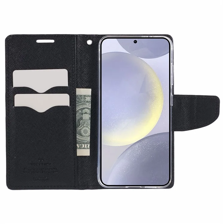 MERCURY GOOSPERY For Samsung Galaxy S24+ Wallet Case Splicing Color Leather Cover - Black
