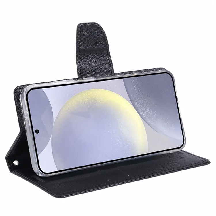 MERCURY GOOSPERY For Samsung Galaxy S24+ Wallet Case Splicing Color Leather Cover - Black