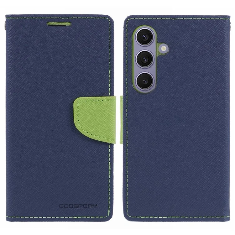 MERCURY GOOSPERY For Samsung Galaxy S24 Leather Case Wallet Cover Splicing Color - Dark Blue