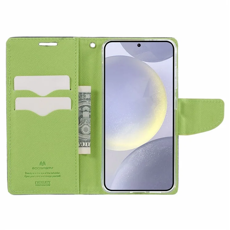 MERCURY GOOSPERY For Samsung Galaxy S24 Leather Case Wallet Cover Splicing Color - Dark Blue