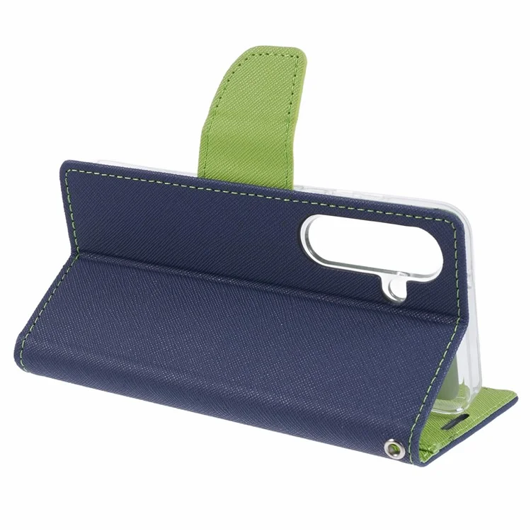MERCURY GOOSPERY For Samsung Galaxy S24 Leather Case Wallet Cover Splicing Color - Dark Blue