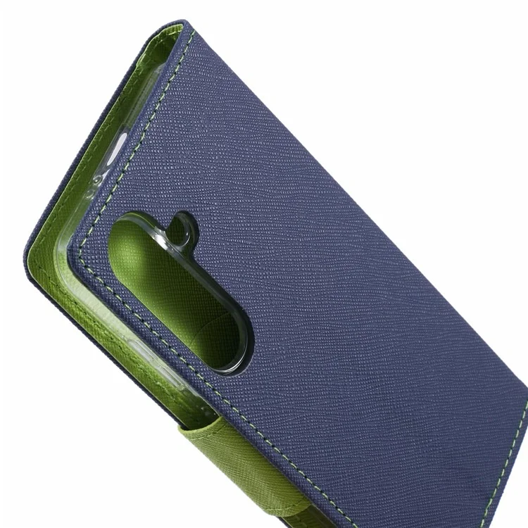 MERCURY GOOSPERY For Samsung Galaxy S24 Leather Case Wallet Cover Splicing Color - Dark Blue