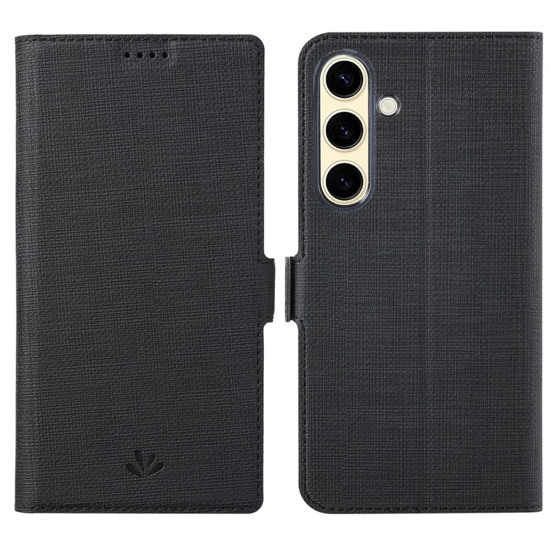 VILI DMK Series for Samsung Galaxy S24 Case PU Leather Folio Stand Phone Cover - Black
