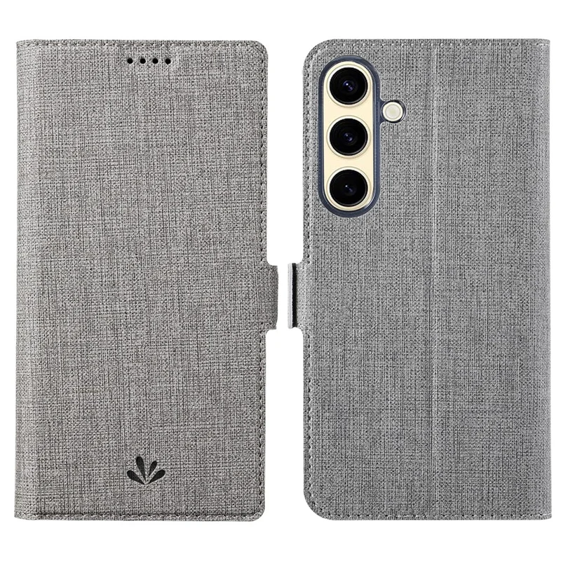 VILI DMK Series for Samsung Galaxy S24+ Case Leather Cross Texture Phone Cover - Grey