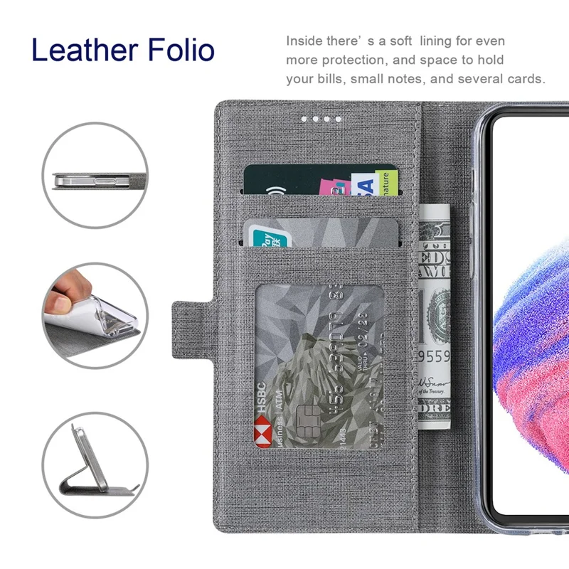 VILI DMK Series for Samsung Galaxy S24+ Case Leather Cross Texture Phone Cover - Grey