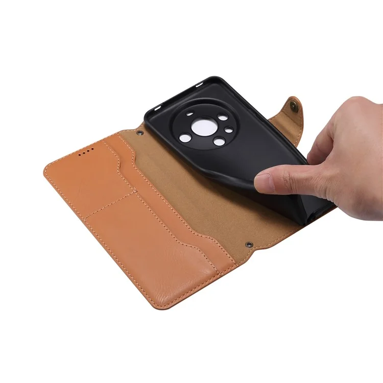 DENIOR Para Huawei Mate 60 Pro / 60 Pro+ Funda Textura de Cuero de Vaca Soporte para Tarjetas Funda para Teléfono - Negro