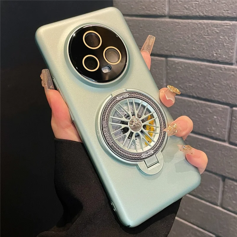 VOERO For Honor Magic5 PC Phone Case Kickstand Cover with Rotating Gyro - Cyan