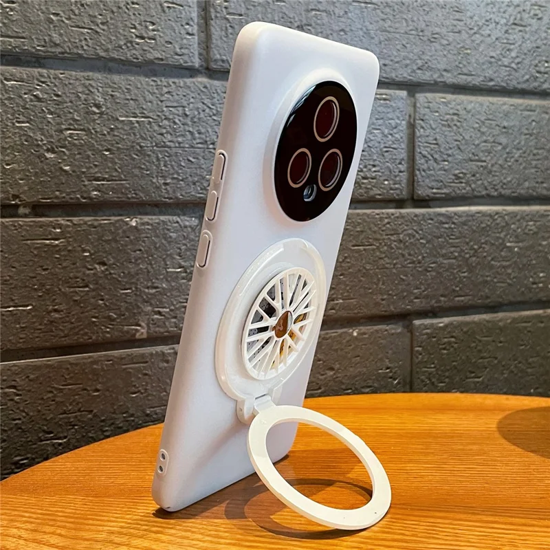 VOERO For Honor Magic5 PC Phone Case Kickstand Cover with Rotating Gyro - Cyan