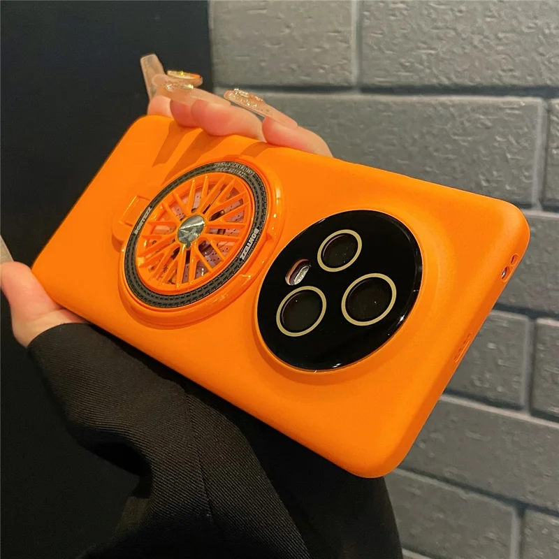 VOERO For Honor Magic5 PC Phone Case Kickstand Cover with Rotating Gyro - Cyan