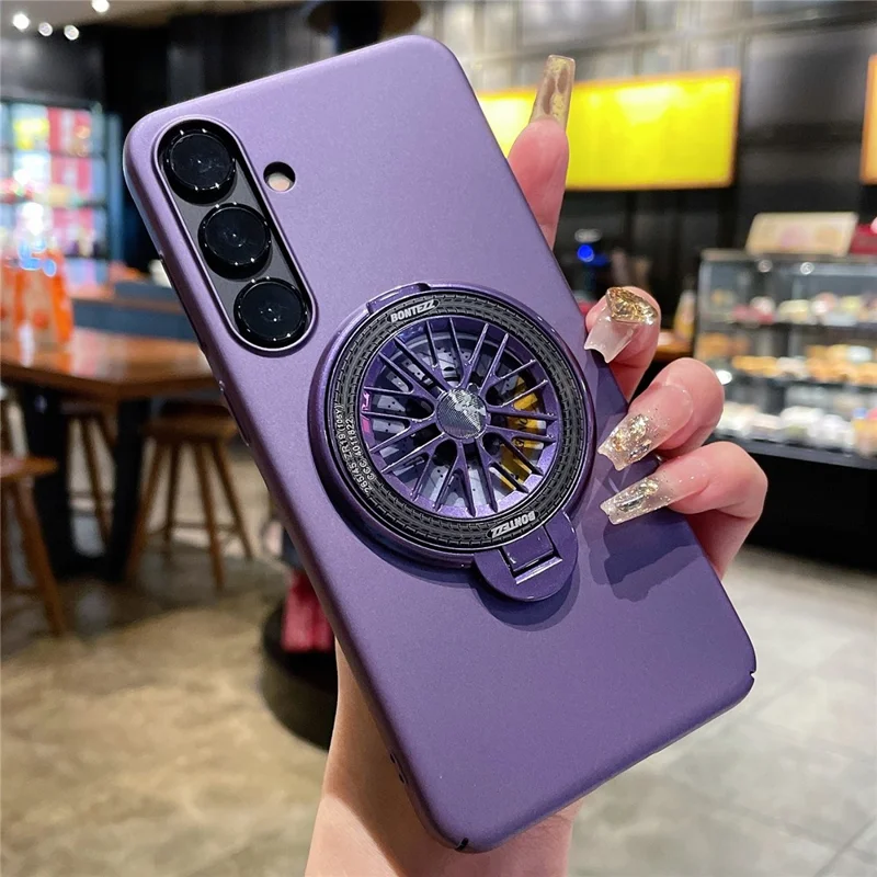 VOERO Per Samsung Galaxy S24+ Anello Kickstand Case Custodia girevole Gyro Hard PC - Viola