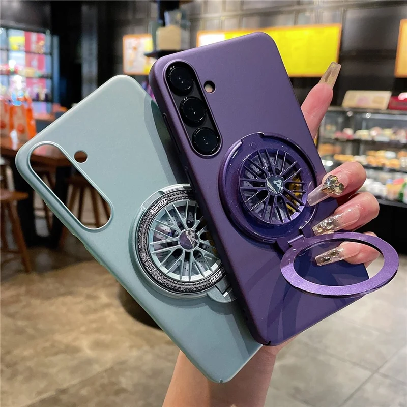VOERO per Samsung Galaxy S24 Case Rotazione Gyro Supporto per telefono Cover Protezione Obiettivo - Viola