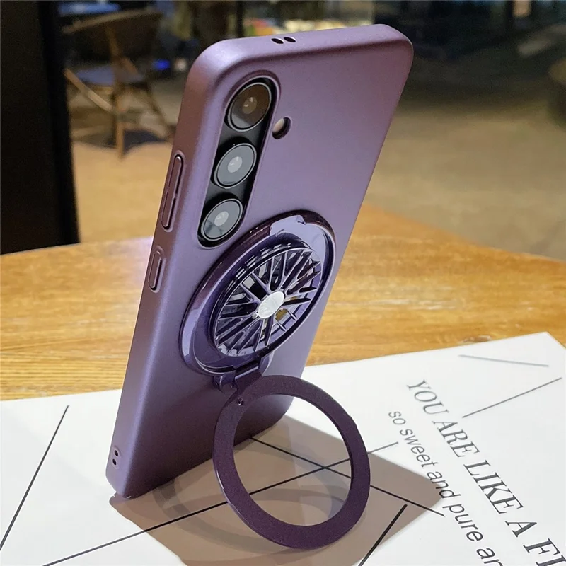 VOERO per Samsung Galaxy S24 Case Rotazione Gyro Supporto per telefono Cover Protezione Obiettivo - Viola
