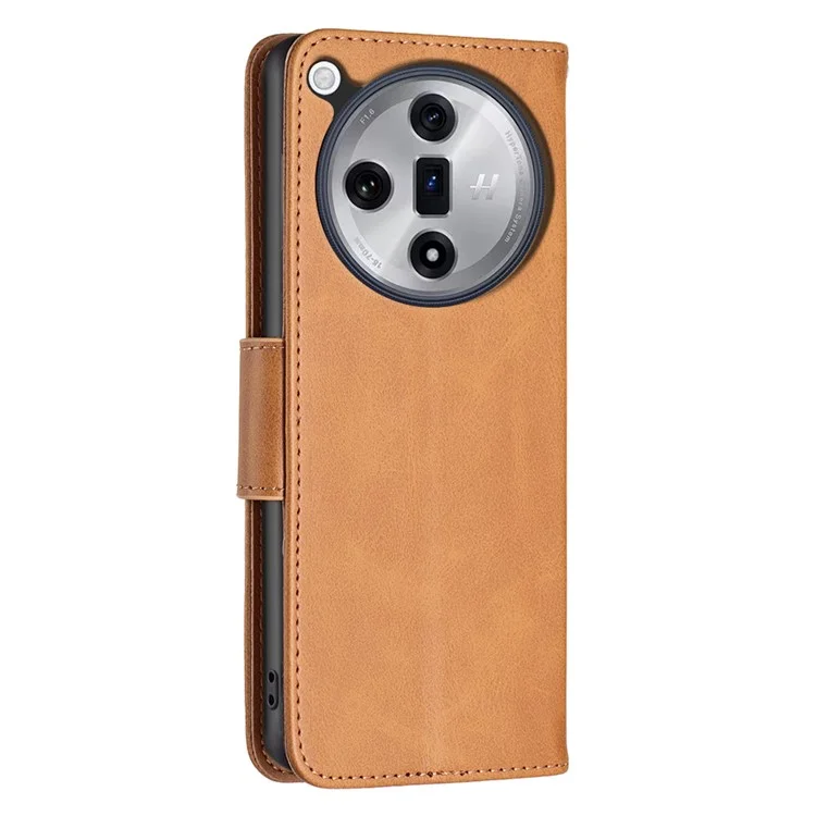 For Oppo Find X7 Ultra Case Leather Solid Color Phone Cover with Wrist Strap - Yellow