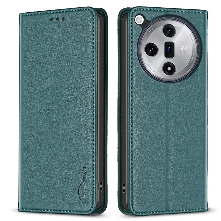 BINFEN COLOR BF18 Funda para Oppo Find X7 Ultra Cubierta Magnética con Cierre de Cuero - Verde
