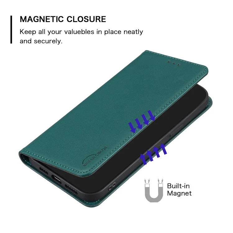 BINFEN COLOR BF18 Funda para Oppo Find X7 Ultra Cubierta Magnética con Cierre de Cuero - Verde