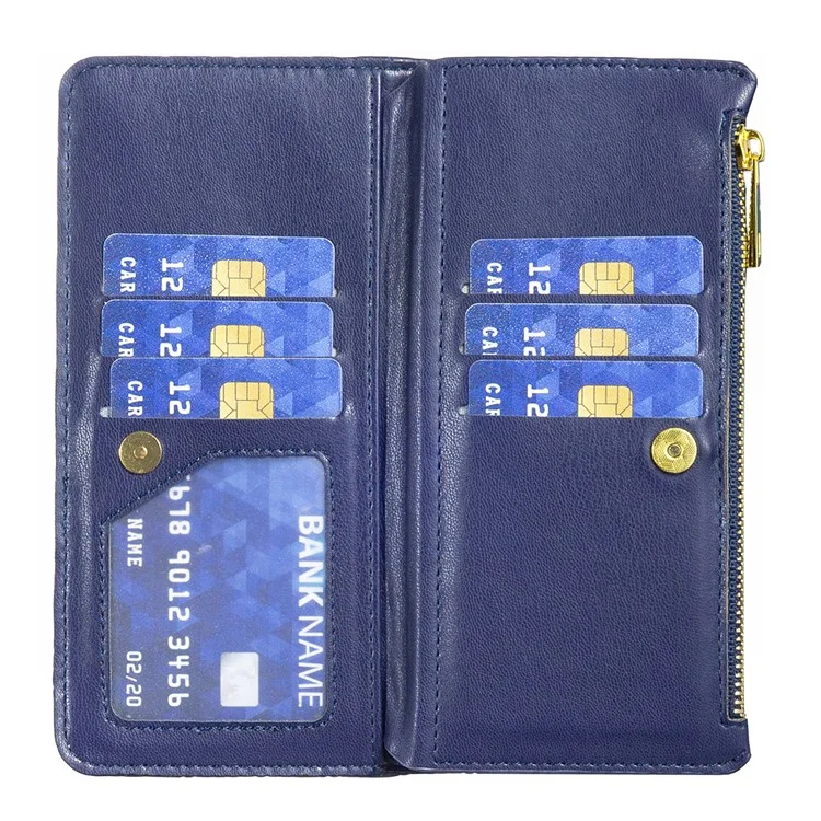 BINFEN COLOR BF Style-15 Per Custodia Oppo Find X7 Ultra Disegno Romboidale Cerniera Tasca Custodia per Telefono - Blu