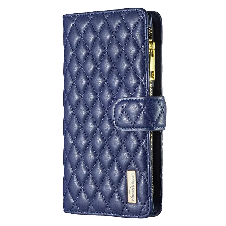 BINFEN COLOR BF Style-15 Per Custodia Oppo Find X7 Ultra Disegno Romboidale Cerniera Tasca Custodia per Telefono - Blu