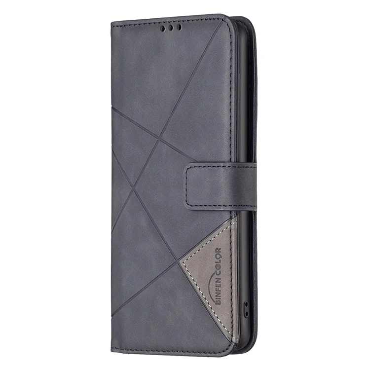 Binfen Color BF05 Per Oppo Trova X7 Ultra Telefono Copertina di Portafoglio Geometrica in Pelle PU - Nero