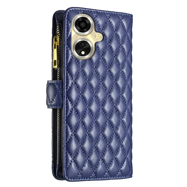 BINFEN COLOR BF Style-15 для Oppo A59 5G Магнитный чехол из искусственной кожи с застежкой-молнией - Синий