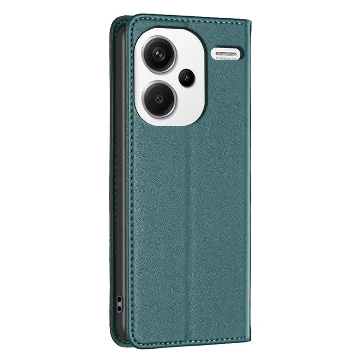 BINFEN COLOR BF18 для Xiaomi Redmi Note 13 Pro+ 5G Кожаный чехол для телефона с держателем для карт - Зеленый