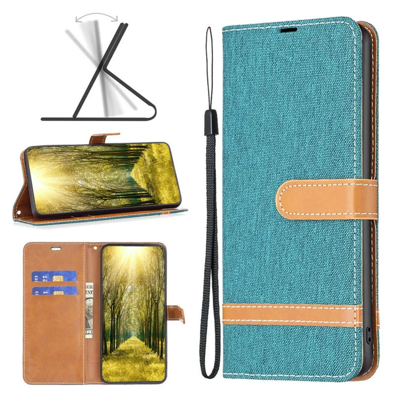 Per Xiaomi Redmi Note 13 Pro+ 5G Custodia Wallet Jeans Cloth Texture Phone Cover - Verde