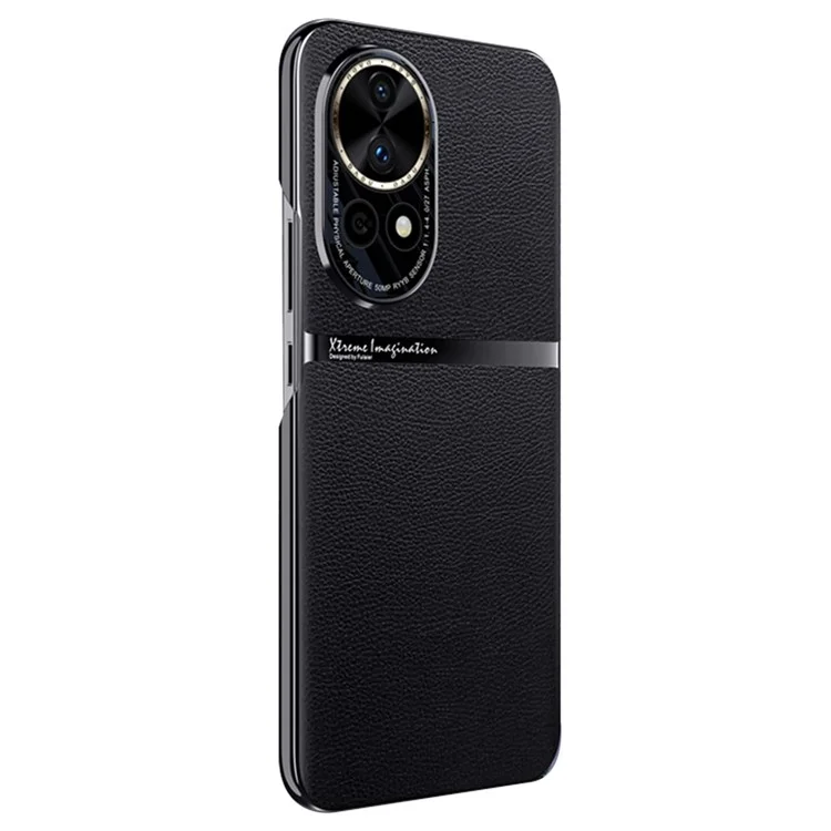 Pour Huawei nova 12 5G Coque en PU Revêtement Cuir Étui de Protection Anti-Rayures - Noir