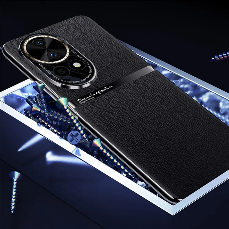 Pour Huawei nova 12 5G Coque en PU Revêtement Cuir Étui de Protection Anti-Rayures - Noir