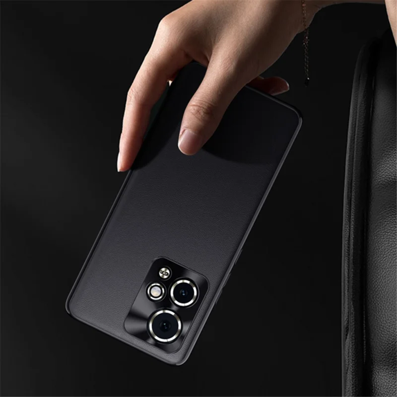 For Honor 90 GT 5G Phone Case Metal Lens Frame PU Leather Anti-Scratch Back Cover - Black