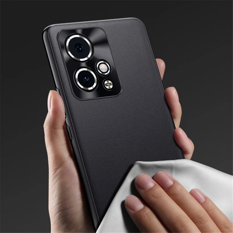 For Honor 90 GT 5G Phone Case Metal Lens Frame PU Leather Anti-Scratch Back Cover - Black