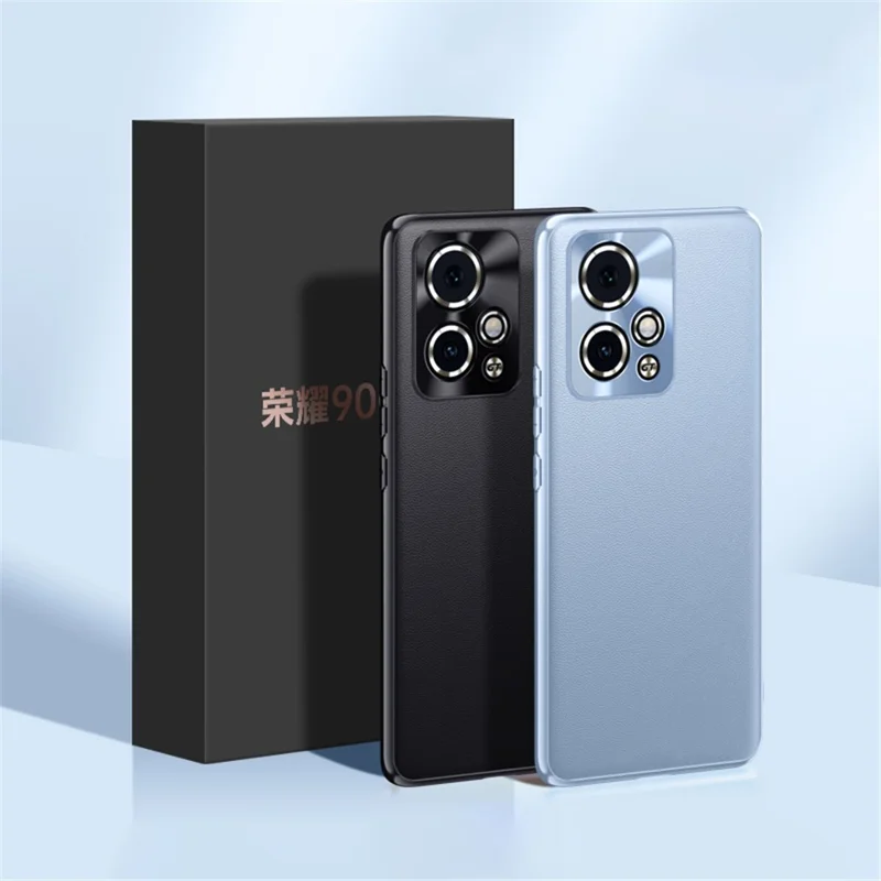For Honor 90 GT 5G Phone Case Metal Lens Frame PU Leather Anti-Scratch Back Cover - Black