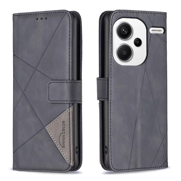 BINFEN COLOR BF05 Für Xiaomi Redmi Note 13 Pro+ 5G Handyhülle PU-Leder Magnetischer Schutzumschlag - Schwarz