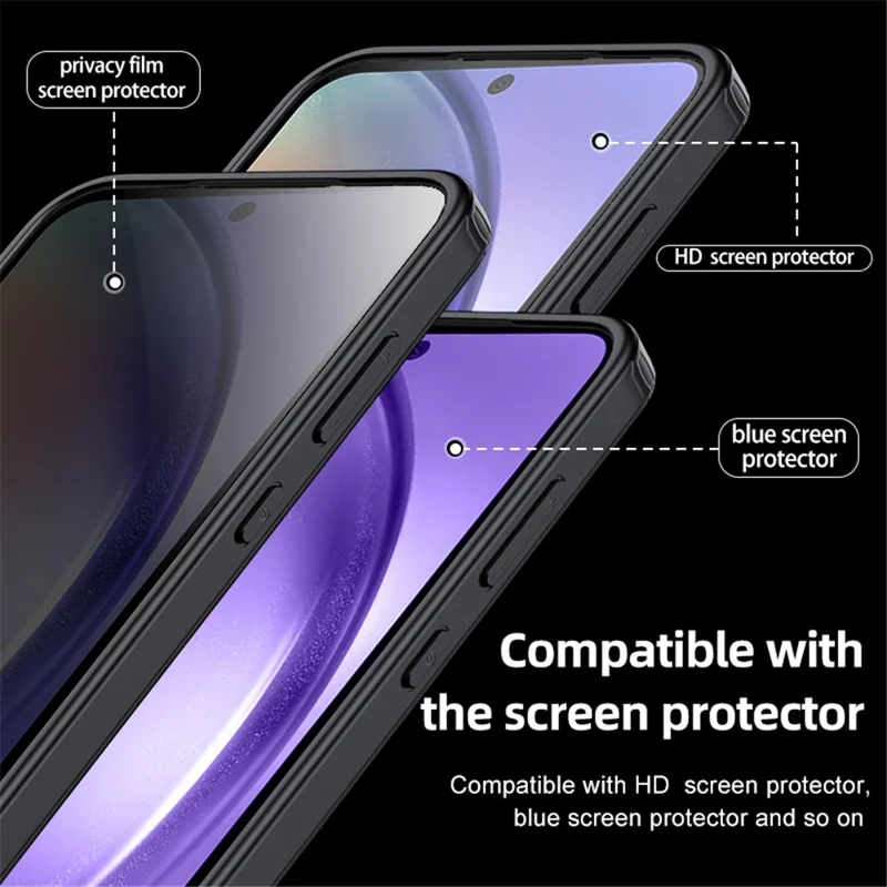 For Samsung Galaxy A55 5G Phone Case PC+TPU Drop Protection Cover Raised Bezel - Matte Black