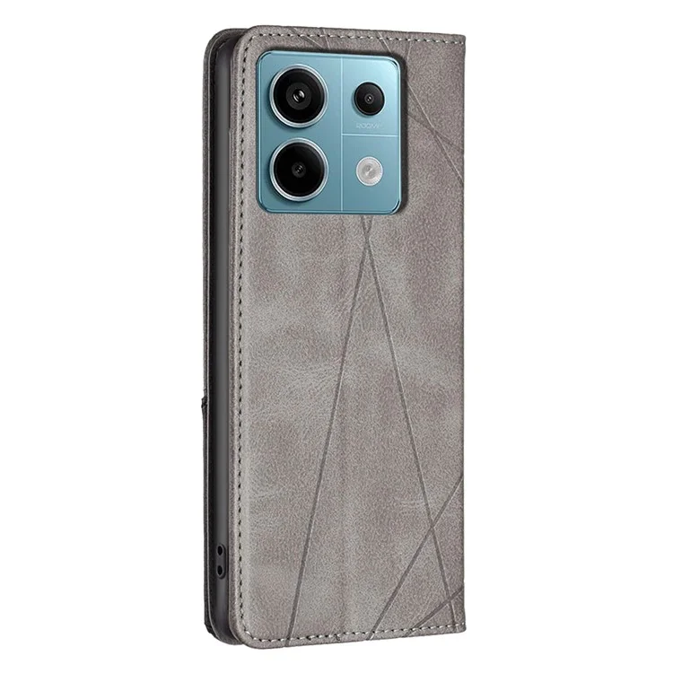 Para Xiaomi Redmi Note 13 Pro 5G / Poco X6 5G Capa de Couro PU com Suporte e Fechamento Magnético - Cinza