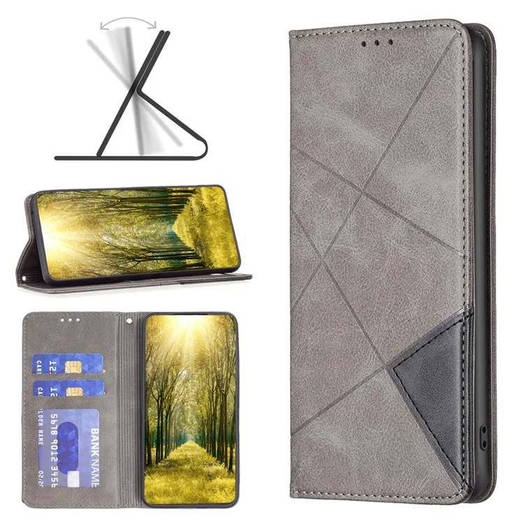 Para Xiaomi Redmi Note 13 Pro 5G / Poco X6 5G Capa de Couro PU com Suporte e Fechamento Magnético - Cinza