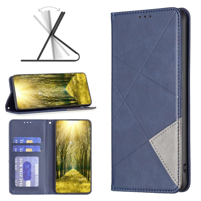 For Xiaomi Redmi Note 13 Pro 5G / Poco X6 5G PU Leather Case Stand Magnetic Closure Flip Phone Cover - Blue