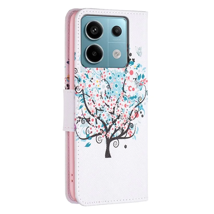 Para Xiaomi Redmi Note 13 Pro 5G / Poco X6 5G Wallet Case Pattern Folio Leather Cell Phone Cover - Flower Tree