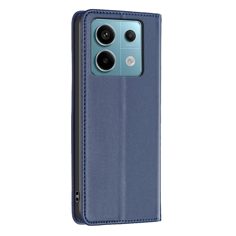 BINFEN COLOR BF18 Para Xiaomi Redmi Note 13 Pro 5G / Poco X6 5G Funda de Piel PU Cubierta Magnética Absorbente de Teléfono - Azul