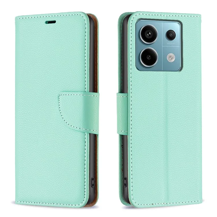Para Xiaomi Redmi Note 13 Pro 5G / Poco X6 5G Funda de Teléfono Móvil Color Sólido de Cuero PU con Soporte de Vista - Verde