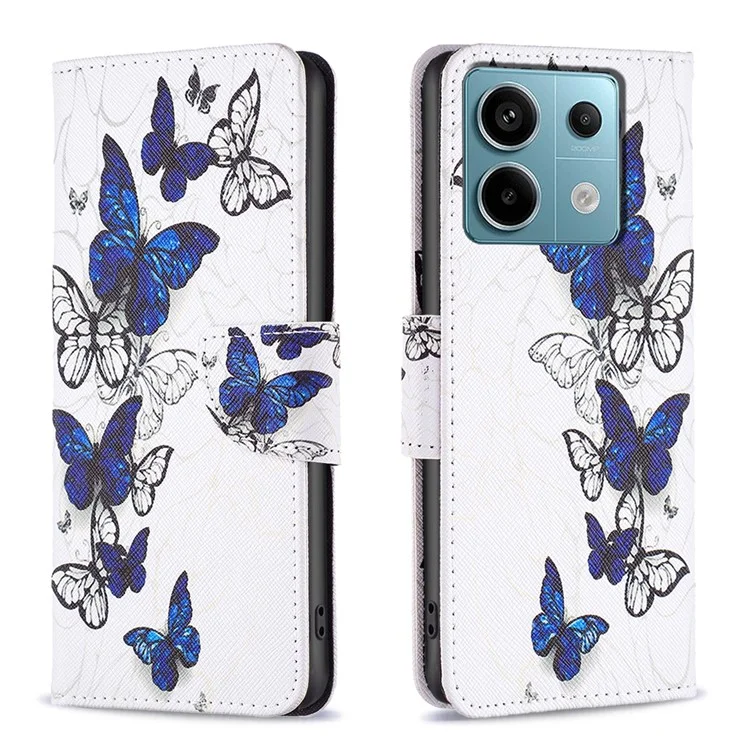 Para Xiaomi Redmi Note 13 Pro 5G / Poco X6 5G Funda de Cuero con Tapa y Patrón Impreso - Mariposas