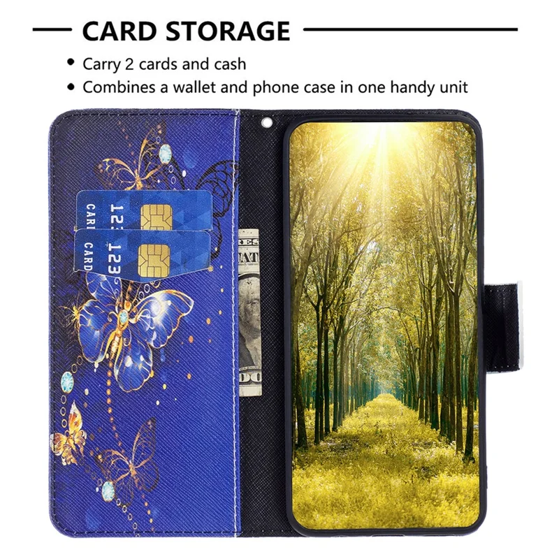 For Xiaomi Redmi Note 13 Pro 5G / Poco X6 5G Case Leather Cover with Wallet Pattern Printing - Purple Butterflies