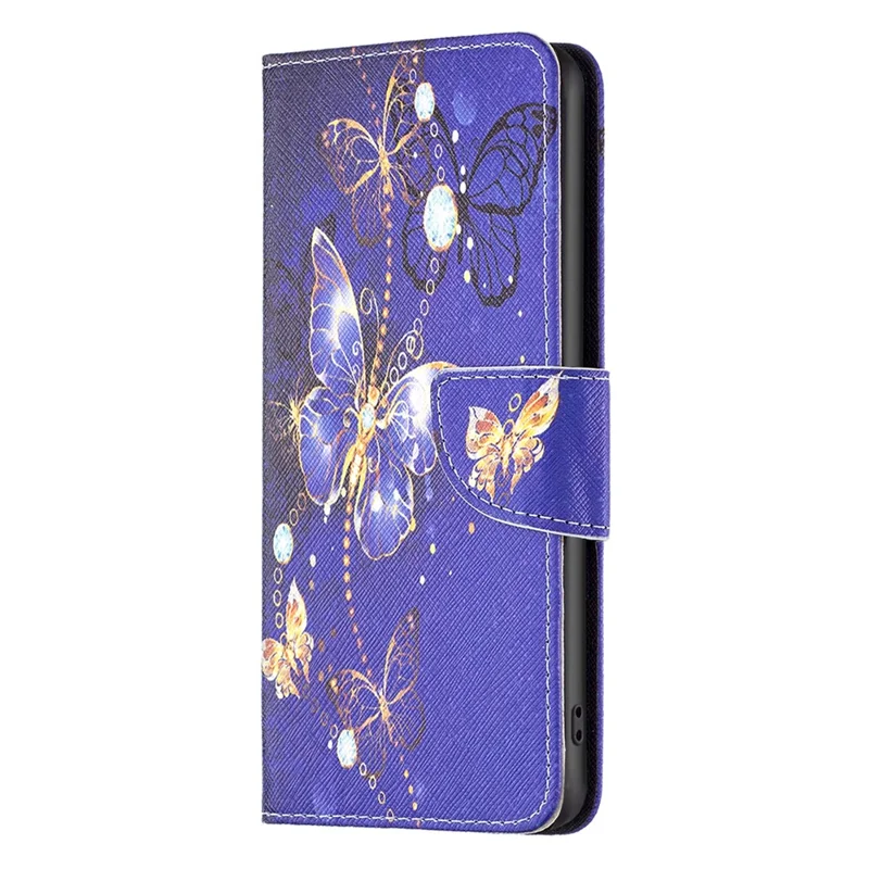 For Xiaomi Redmi Note 13 Pro 5G / Poco X6 5G Case Leather Cover with Wallet Pattern Printing - Purple Butterflies