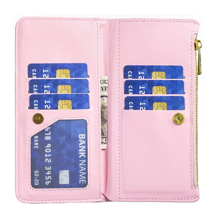 BINFEN COLOR BF Style-15 Per Xiaomi Redmi Note 13 5G Custodia in Pelle con Zip Rhombus Handbag Phone Cover - Rosa
