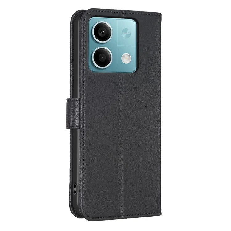 For Xiaomi Redmi Note 13 5G PU Leather Cover Four Leaf Clover Flip Wallet Phone Case - Black