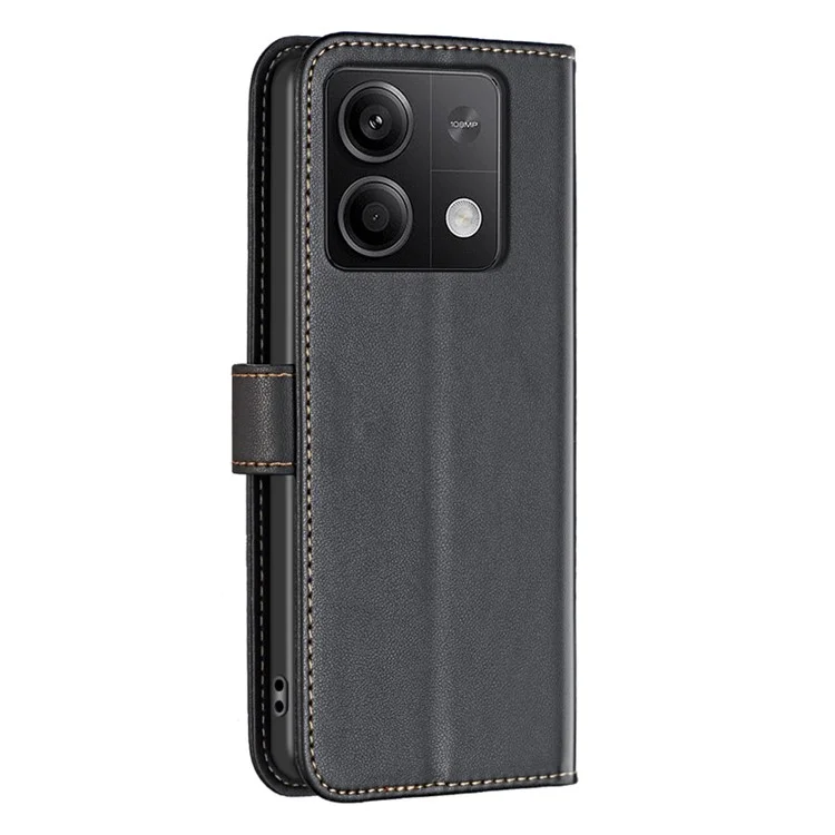 BINFEN COLOR BF17 For Xiaomi Redmi Note 13 5G Case PU Leather Phone Cover Wallet - Black